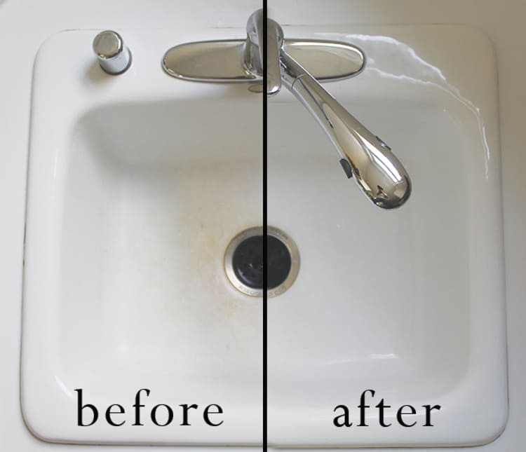 hydrogen peroxide for cleaning sink before and after photo 