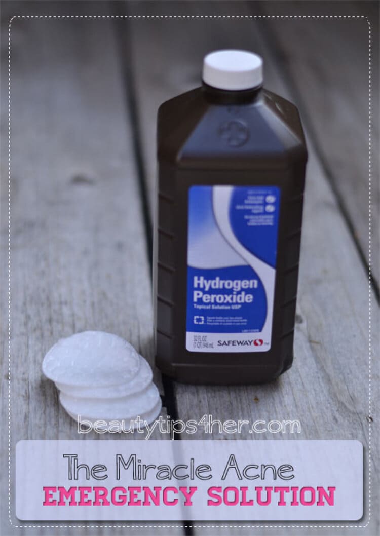 hydrogen peroxide acne treatment hydrogen peroxide bottle on a wooden surface