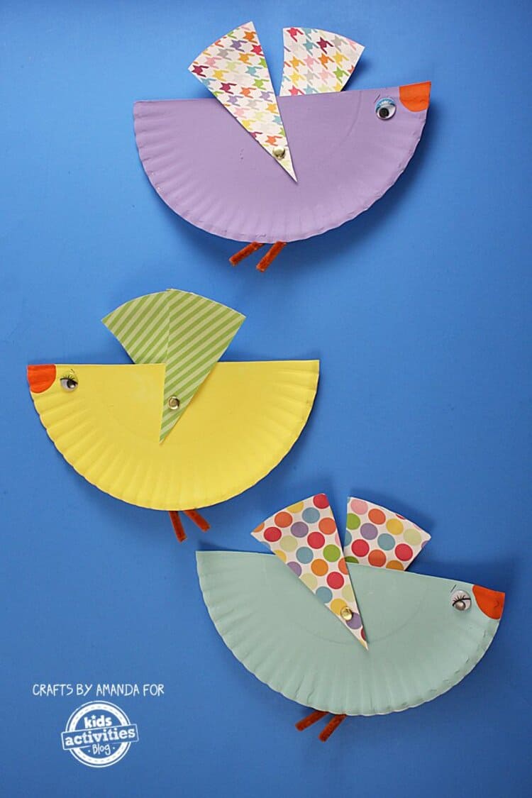 paper plate craft birds with wings that move