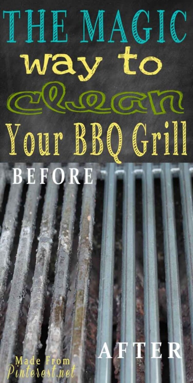 the magic way to clean your BBQ grill, before and after photo of a grill