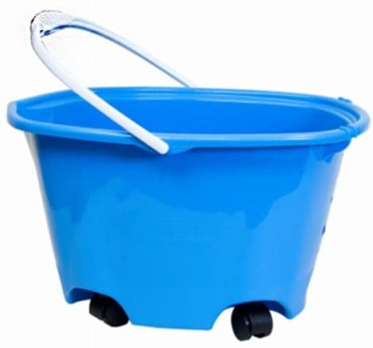 Image of a blue cleaning bucket with wheels