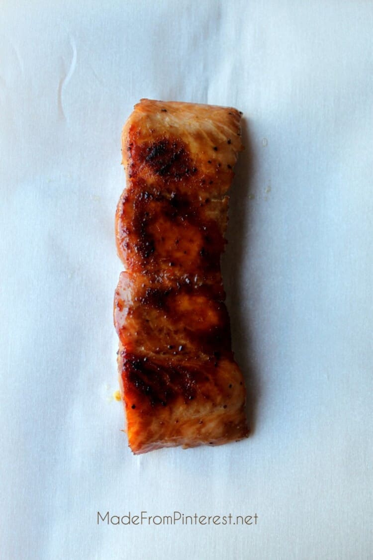 marinated salmon laid on a flat surface
