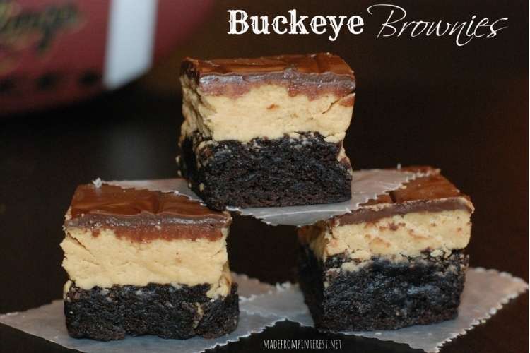 This Grandma Is Fun Buckeye Brownies (2) three buckeye brownies arranged in a pyramid with 2 on the bottom and one on top