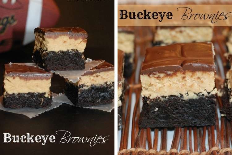 This Grandma Is Fun Buckeye Brownies (3) collage of buckeye brownie slices