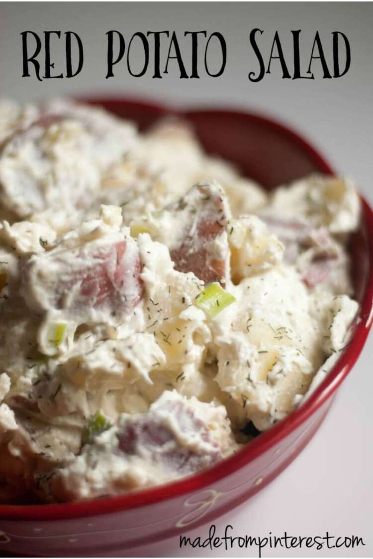 This Grandma Is Fun Red Potato Salad close up of a bowl of potato salad