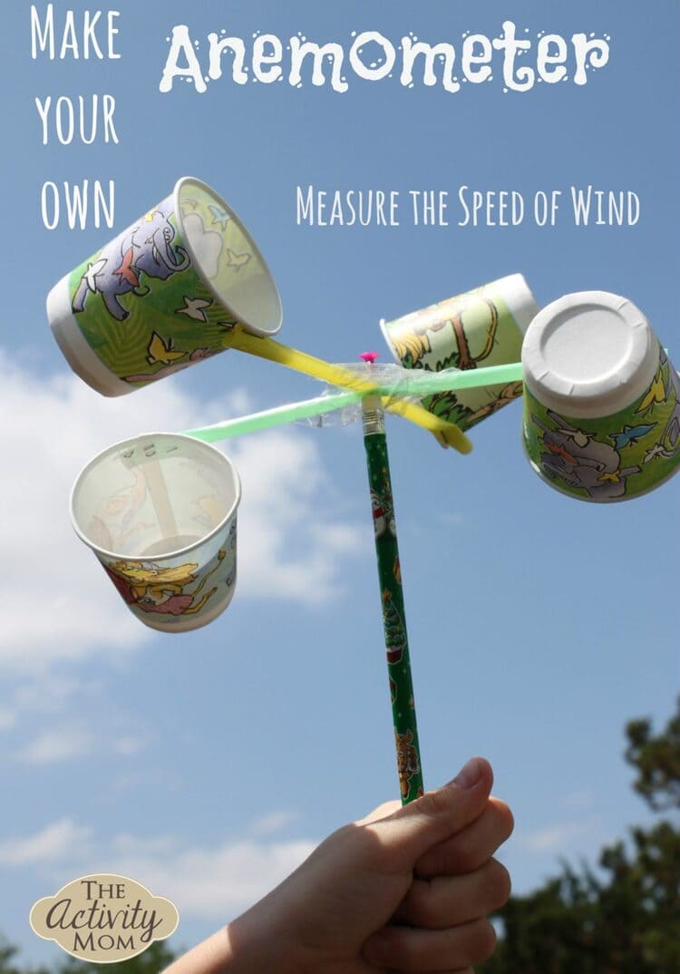 science project anemometer with colorful cups