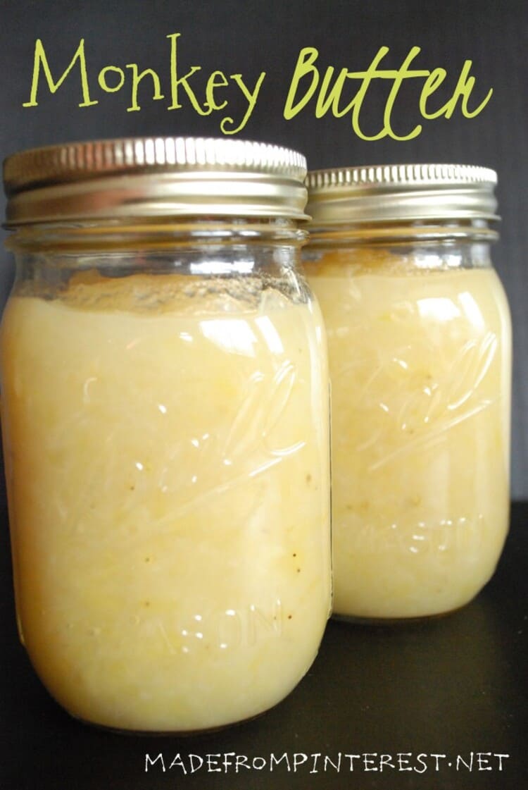 monkey butter jam in sealed jars with lid