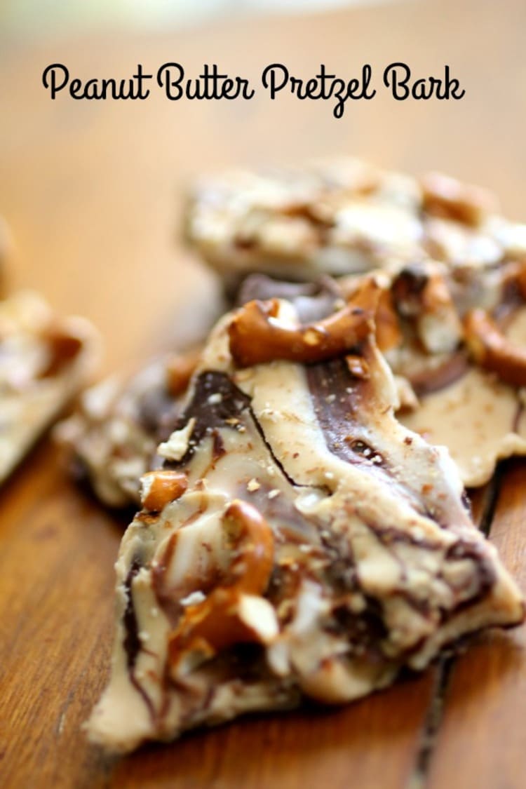 peanut butter pretzel bark a close-up photo